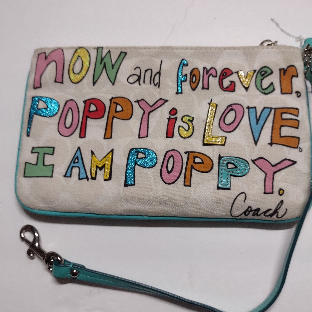 Coach poppy is love large wristlet